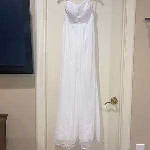 New white chiffon gown.